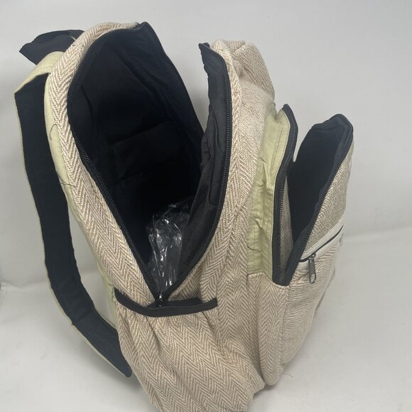 Natural Handmade Large Multi Pocket Hemp Backpack (THC FREE) main image 5